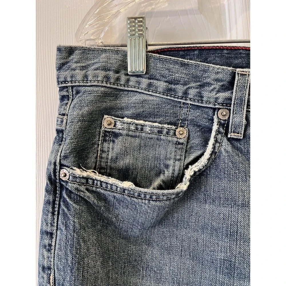 Vtg Y2K J Crew Jeans Mens 36x32 Loose Fit Straight Made in USA Denim Distressed